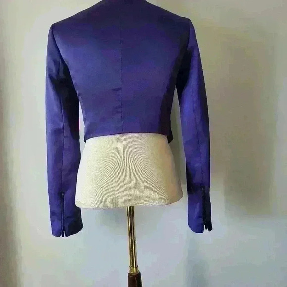 RACHEL ROY colorblock asymmetrical cropped purple  and black blazer. Size 0 - Picture 6 of 10